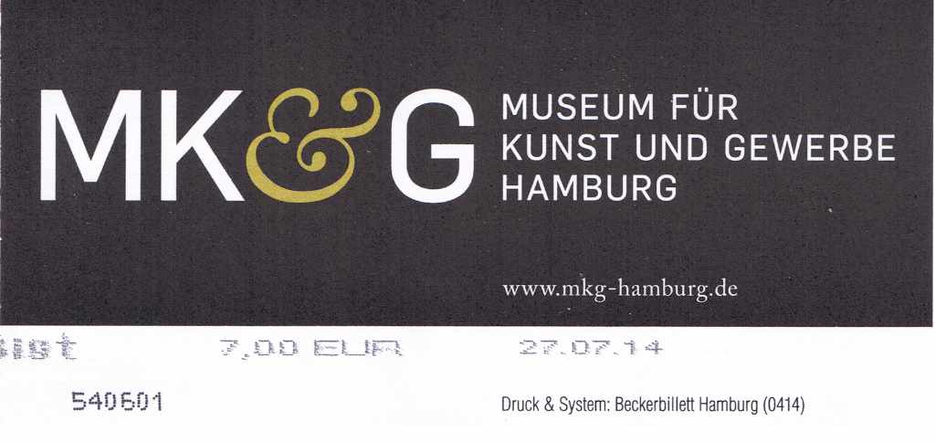 Scan of a ticket to the Museum für Kunst und Gewerbe issued on 27th July 2014 and priced at €7.